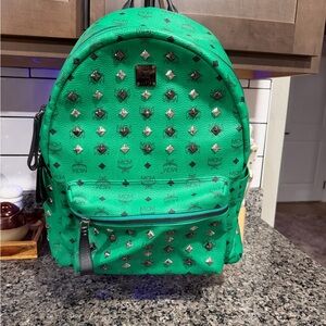 MCM Emerald Backpack with Silver Accents